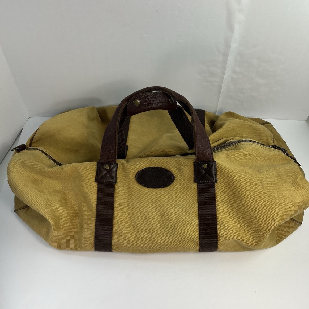 Bob Timberlake Canvas Leather Duffel Bag Weekender Travel Luggage 22" Brown